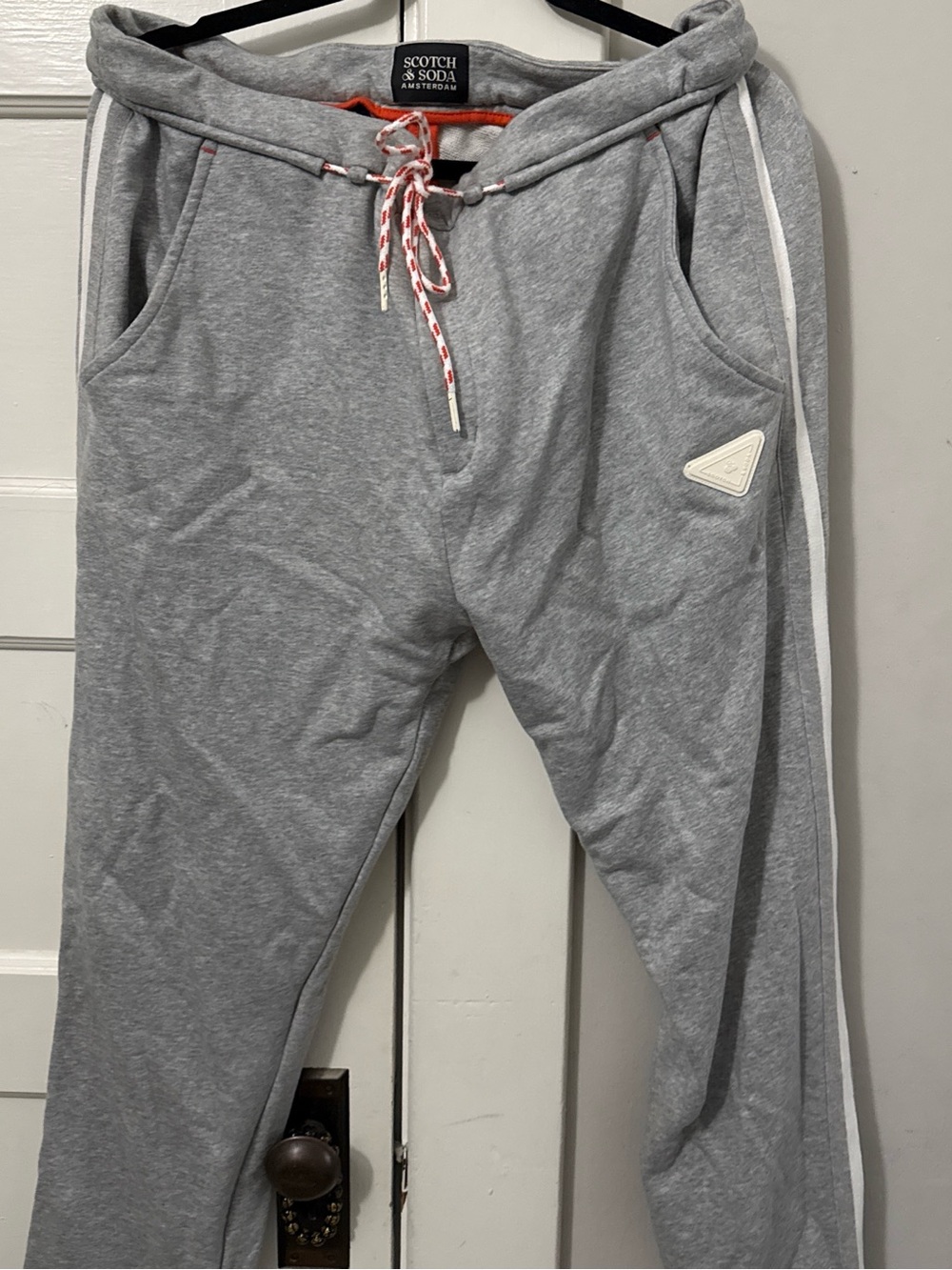 Scotch & Soda Gray Sweatpants with Orange-Trim Drawstring